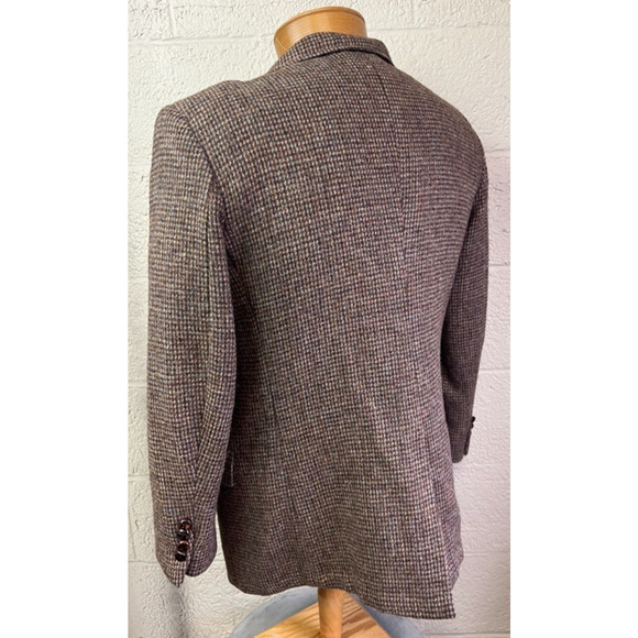 Vintage Harris Tweed Sport Coat Men's 42 Brown Herringbone Scottish Wool Jacket - Picture 3 of 12